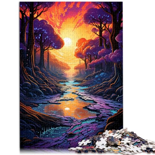 Puzzle-Geschenk, farbenfrohes, psychedelisches, verträumtes Fluss-Puzzle, 1000 Teile, Holzpuzzle, ganze Familie, 1000 Teile (50 x 75 cm) von LGNBTGM