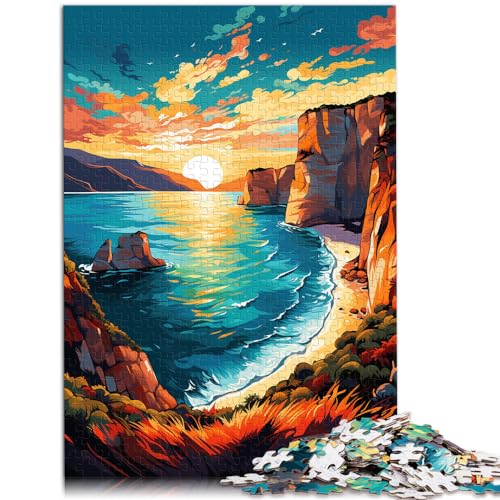 Puzzle-Geschenk, farbenfrohes Navagio-Griechenland-Puzzle 500 Teile für Erwachsene, Holzpuzzle mit passendem Poster und Wissensblatt, 500 Stück (38 x 52 cm) von LGNBTGM