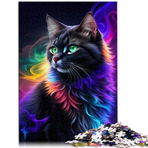 Puzzle-Geschenk „Mystical Black Catbeb“ 1000-teiliges Puzzle aus Holz, jedes Teil ist einzigartig – anspruchsvolles, unterhaltsames Spiel für die ganze Familie, 1000 Teile (50 x 75 cm) von LGNBTGM