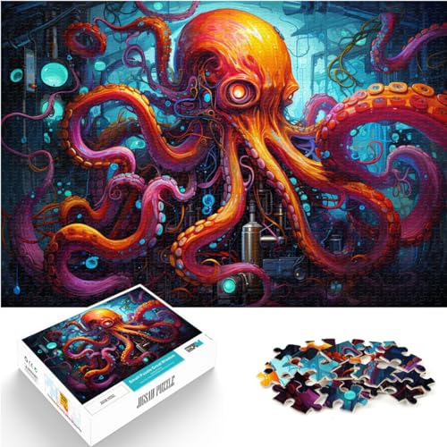 Puzzle-Geschenk: Die farbenfrohe Psychedelie des mechanischen Oktopus. Puzzle für Erwachsene mit 1000 Teilen. Holzpuzzle. Familienpuzzlespiel. Geburtstagsgeschenke. 1000 Teile (50 x 75 cm) von LGNBTGM