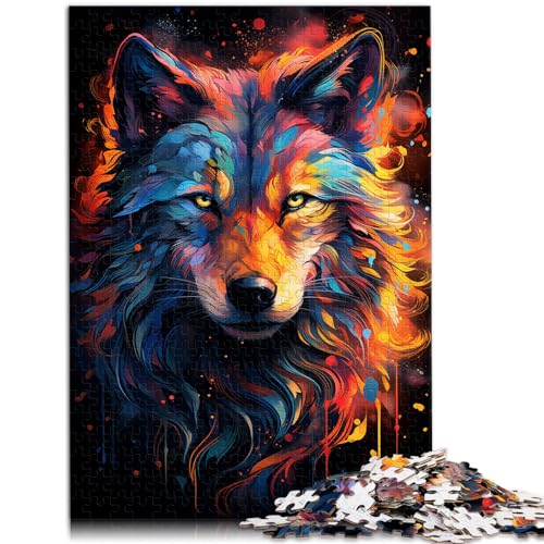 Puzzle-Geschenk: Die farbenfrohe Psychedelie von Space Wolf. Puzzle 1000 Teile für Erwachsene, Holzpuzzle zum Stressabbau, schwierige Herausforderung, 1000 Teile (50 x 75 cm) von LGNBTGM