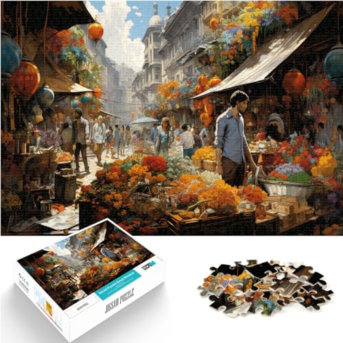 Puzzle-Geschenk: Farbenfrohes, Bezauberndes Straßenpuzzle mit 300 Teilen für Erwachsene. Holzpuzzle als Geschenk für die ganze Familie und die 300 Teile (26 x 38 cm) von LGNBTGM