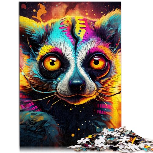 Puzzle Psychedelischer Tierlemur 1000 Teile Puzzle Holzpuzzle Spielzeug Puzzle Lernspiele Stressabbau Puzzle 1000 Teile (50x75cm) von LGNBTGM