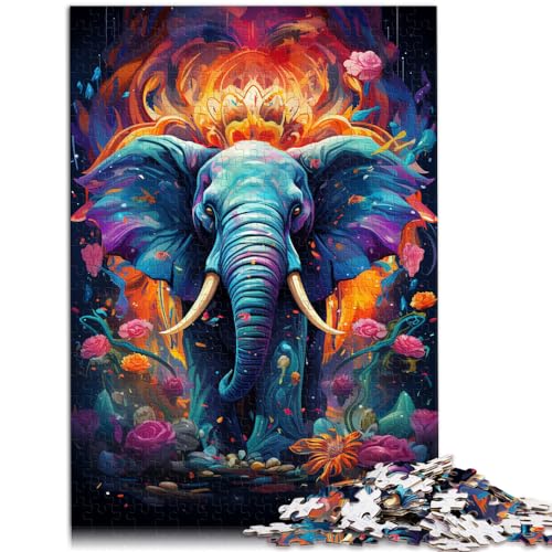 Puzzle | Puzzle Elefant bunt psychedelisch 1000 Teile Premium Puzzle Holzpuzzle ganze Familie und die 1000 Teile (50x75cm) von LGNBTGM