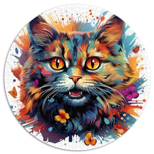 Puzzle Puzzle Katze Tier bunt 1000 Puzzleteile für Erwachsene 26,5x26,5 Zoll Entspannungspuzzle Spiele-Denkspiel Puzzle Kunstwerk Geschenk von LGNBTGM