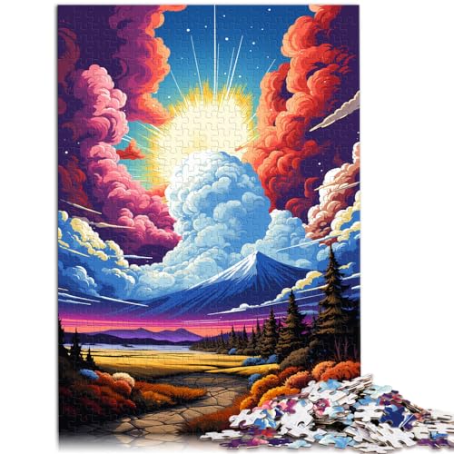 Puzzle | Puzzles, farbenfrohe Fantasie-Sonnenuntergangslandschaftskunst, 500-teiliges Puzzle für Erwachsene, Holzpuzzle, Weihnachtswunschliste mit Weihnachtsmann, 500 Teile (38 x 52 cm) von LGNBTGM