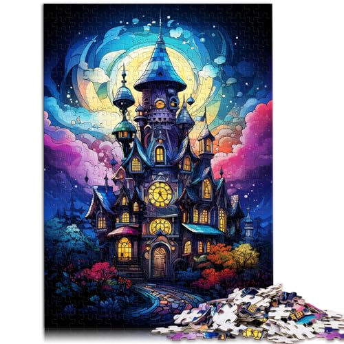Puzzle | Puzzles, farbenfrohes psychedelisches Fantasiehaus-Puzzle, 500 Teile, für Erwachsene, Holzpuzzle, Heimdekoration, Puzzles 500 Stück (38 x 52 cm) von LGNBTGM