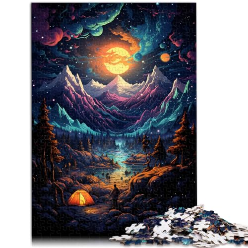 Puzzle | Puzzles, farbenfrohes psychedelisches Weltraumcamping, schwierige, anspruchsvolle Puzzles, 300-teiliges Holzpuzzle, Geschenke für Freunde und Familie, 300 Teile (26 x 38 cm) von LGNBTGM