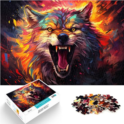 Puzzle | Puzzles Bunter Neonwolf 1000 Teile Puzzle für Erwachsene Holzpuzzle Jedes Teil ist einzigartig - Anspruchsvolles Familienspaßspiel 1000 Teile (50x75cm) von LGNBTGM