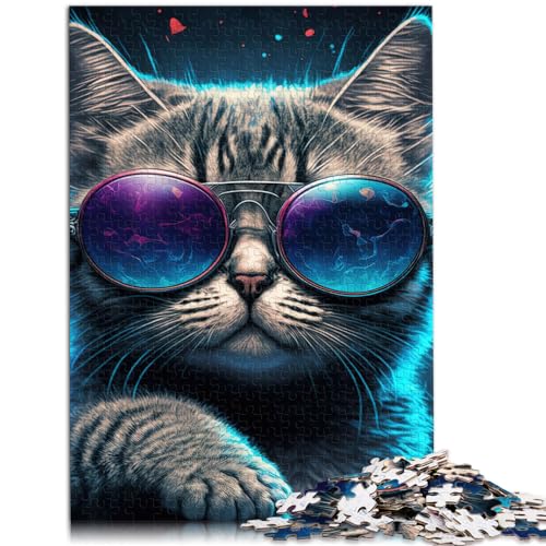 Puzzle | Puzzles Cat Cool 1000-teiliges Puzzle aus Holz, jedes Teil ist einzigartig – anspruchsvolles, unterhaltsames Spiel für die ganze Familie, 1000 Teile (50 x 75 cm) von LGNBTGM