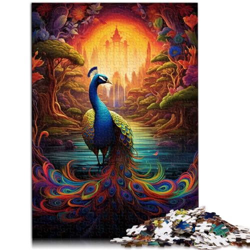 Puzzle | Puzzles Farbe Pfau 500-teiliges Puzzle Holzpuzzle Familienspiel zum Stressabbau Schwieriges Herausforderungspuzzle 500 Teile (38 x 52 cm) von LGNBTGM