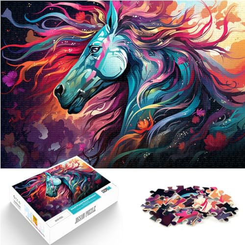 Puzzle Regenbogen-Fantasie-Pferd Puzzle für Erwachsene 1000 Teile Holzpuzzle Spielzeug Puzzles Lernspiele Stressabbau Puzzles 1000 Stück (50x75cm) von LGNBTGM