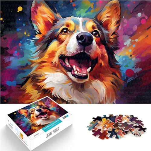 Puzzle-Spiele, Bunter Corgi-Hund, 1000-teiliges Puzzle für Erwachsene, Holz-Puzzlespielzeug, Puzzle, Lernspiele, Stressabbau-Puzzle, 1000 Teile (50 x 75 cm) von LGNBTGM