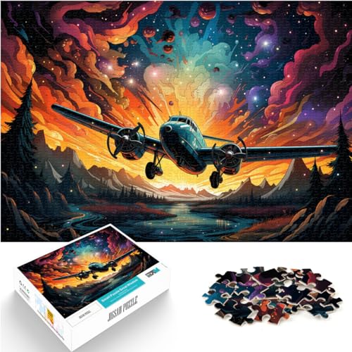 Puzzle-Spiele, Flugzeug im farbigen Himmel, Puzzle 1000 Teile für Erwachsene aus Holz, Familienaktivitäts-Puzzle, Lernspiele, 1000 Teile (50 x 75 cm) von LGNBTGM