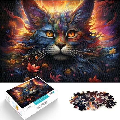 Puzzle-Spiele, Psychedelischer, farbenfroher, exotischer Wolf, 1000-teiliges Puzzle für Erwachsene, Puzzle aus Holz, lustige Spiele für die ganze Familie, 1000 Teile (50 x 75 cm) von LGNBTGM