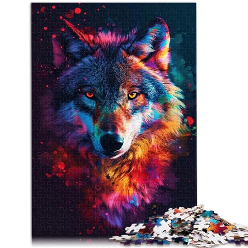 Puzzle-Spiele, Psychedelischer, farbenfroher, exotischer Wolf, 1000-teiliges Puzzle für Erwachsene, Puzzle aus Holz, lustige Spiele für die ganze Familie, 1000 Teile (50 x 75 cm) von LGNBTGM