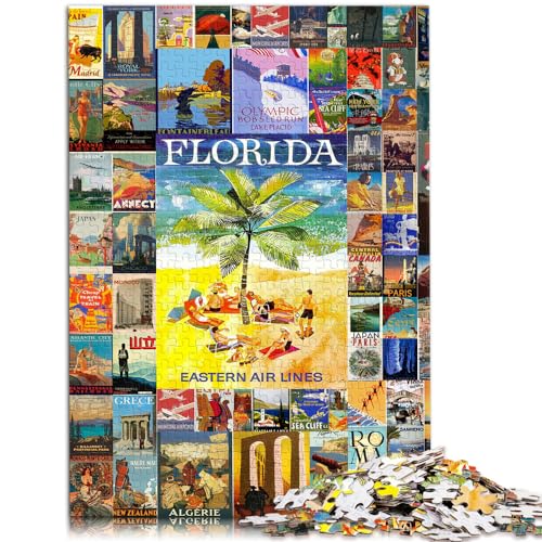 Puzzle-Spiele, Vintage-Reise-Wandkunst, 1000 Teile, Puzzle für Erwachsene, Puzzles aus Holz, Lernspiele für Zuhause, DIY-Spielzeug, 1000 Teile (50 x 75 cm) von LGNBTGM