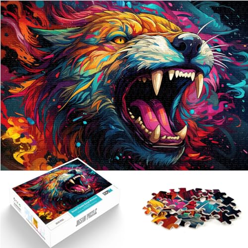 Puzzle-Spiele, bunter Tiger, 1000 Teile, Puzzle für Erwachsene, Geschenke aus Holz, lustige Aktivitäten zu Hause, Geburtstagsgeschenk, Reisegeschenke, 1000 Teile (50 x 75 cm) von LGNBTGM