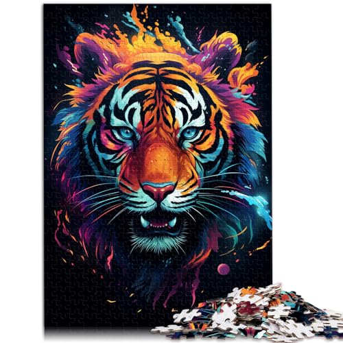 Puzzle-Spiele, farbenfrohe psychedelische Wölfe, 1000 Teile für Erwachsene, schwierige Puzzles aus Holz für Familienspaß und Spieleabend, 1000 Teile (50 x 75 cm) von LGNBTGM