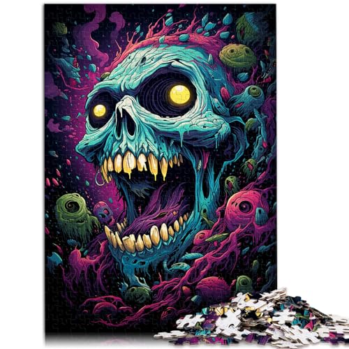 Puzzle-Spiele, farbenfroher Fantasie-Totenkopf, 1000-teiliges Puzzle für Erwachsene, Holz-Puzzle-Spielzeug, Puzzles, Lernspiele, Stressabbau-Puzzles, 1000 Teile (50 x 75 cm) von LGNBTGM