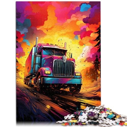 Puzzle-Spiele, farbenfroher Psychedelischer Lastwagen, 1000 Teile, Puzzle-Spielzeug, Holz-Puzzle, Familienspiel, Stressabbau, schwieriges Herausforderungspuzzle, 1000 Teile (50 x 75 cm) von LGNBTGM