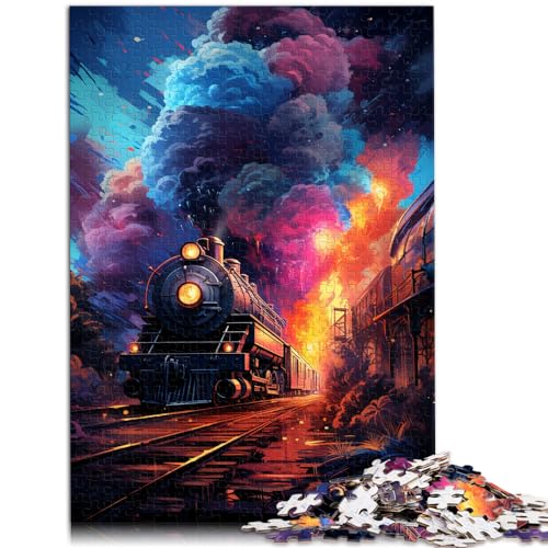 Puzzle-Spiele, farbenfroher Psychedelischer Zug, 1000-teiliges Puzzle für Erwachsene, Holzpuzzle-Spielzeug, Puzzles, Lernspiele, Stressabbau-Puzzles, 1000 Teile (50 x 75 cm) von LGNBTGM