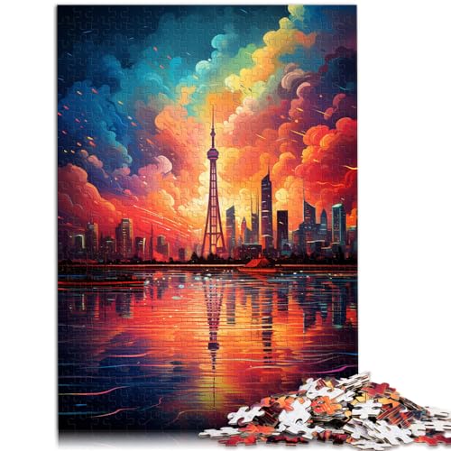 Puzzle-Spiele, farbenfrohes Rotterdam-Puzzle, 1000 Teile, für Erwachsene, aus Holz, zum Stressabbau, zum Zeitvertreib zu Hause, 1000 Teile (50 x 75 cm) von LGNBTGM