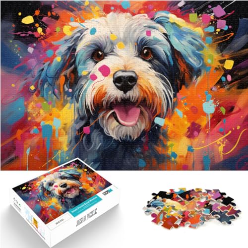 Puzzle Terrier, farbenfrohes psychedelisches 500-teiliges Puzzle für Erwachsene, Holzpuzzle, ganze Familie, 500 Teile (38 x 52 cm) von LGNBTGM
