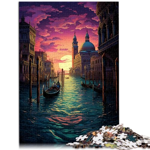 Puzzle Venedig Italien 1000-teiliges Holzpuzzle für Erwachsene, jedes Teil ist einzigartig – anspruchsvolles, unterhaltsames Familienspiel, 1000 Teile (50 x 75 cm) von LGNBTGM