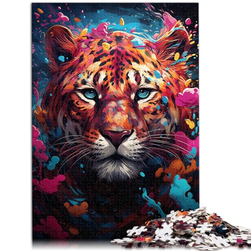 Puzzle für Aquarellmalerei, Leopard, 1000 Teile, Holzpuzzle, Spielzeug, Puzzle, Lernspiele, Stressabbau-Puzzle, 1000 Teile (50 x 75 cm) von LGNBTGM