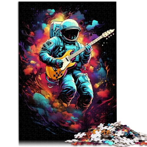 Puzzle für Astronauten, der Gitarre spielt. Puzzle 1000 Teile für Erwachsene. Holzpuzzle für die ganze Familie. Puzzle 1000 Teile (50 x 75 cm) von LGNBTGM