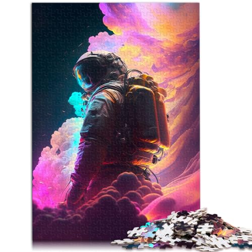 Puzzle für Astronauten in Wolken, 1000-teiliges Puzzle aus Holz, Spielzeug, Puzzle, Lernspiele, Stressabbau-Puzzle, 1000 Teile (50 x 75 cm) von LGNBTGM