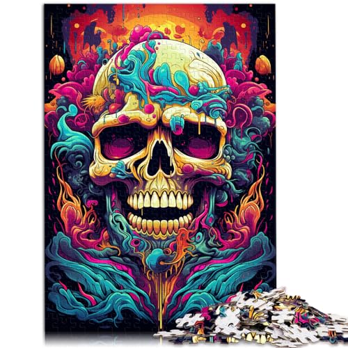 Puzzle für Bizarres, buntes Totenkopf-Puzzle | Puzzle mit 500 Teilen für Erwachsene aus Holz ganze Familie und die 500 Teile (38 x 52 cm) von LGNBTGM