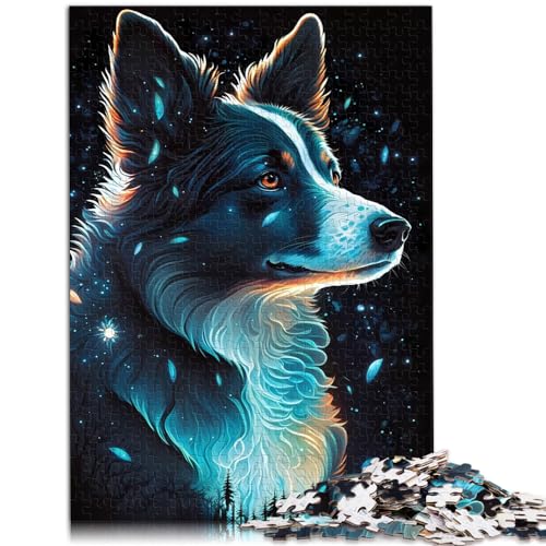 Puzzle für Border Collie-Hunde, 1000-teiliges Puzzle für Erwachsene, Holzpuzzle ganze Familie und die 1000 Teile (50 x 75 cm) von LGNBTGM