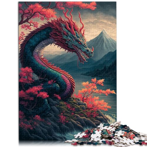 Puzzle für Drachen, asiatisch, 1000 Teile, Puzzle aus Holz, Puzzlespielzeug, Puzzle, Lernspiele, Stressabbau-Puzzle, 1000 Teile (50 x 75 cm) von LGNBTGM