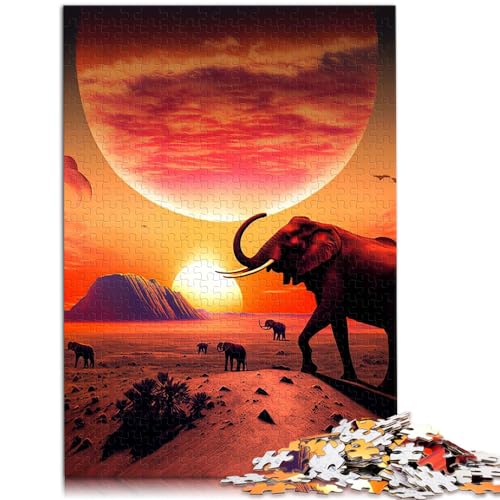 Puzzle für Elefanten-Sonnenuntergang, 1000-teiliges Puzzle, Lernspiele, jedes Teil ist einzigartig – anspruchsvolles, unterhaltsames Spiel für die ganze Familie, 1000 Teile (50 x 75 cm) von LGNBTGM