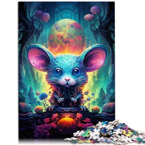 Puzzle für Erwachsene, farbenfrohe Maus und das Puzzle, 500 Teile, Holzpuzzle, jedes Teil ist einzigartig – anspruchsvolles, unterhaltsames Familienspiel, 500 Teile (38 x 52 cm) von LGNBTGM