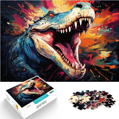 Puzzle für Erwachsene, farbenfrohes psychedelisches Tierkrokodil, 1000-teiliges Puzzle, Holzpuzzle, Familienspiel für und 1000 Teile (50 x 75 cm) von LGNBTGM