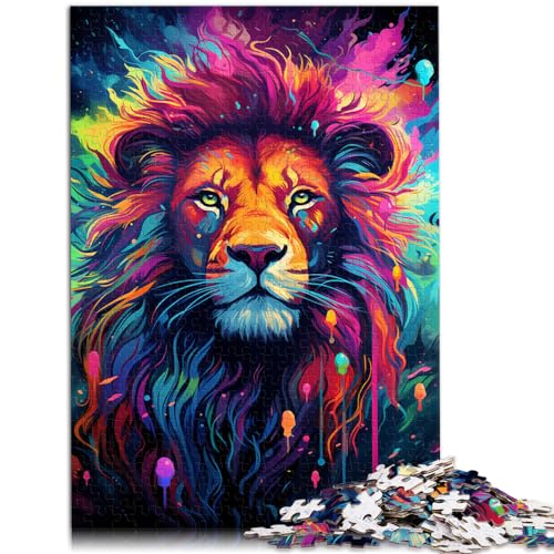 Puzzle für Erwachsene mit Buntem Löwenmotiv, 300 Teile, Holzpuzzle, Familienspiel zum Stressabbau, schwieriges Herausforderungspuzzle, 300 Teile (26 x 38 cm) von LGNBTGM