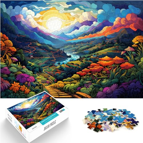 Puzzle für Erwachsene mit farbenfrohen Reisterrassen von Banaue, 500 Teile, Puzzlegeschenke, Wanddekoration, einzigartige Geburtstags, 500 Teile (38 x 52 cm) von LGNBTGM