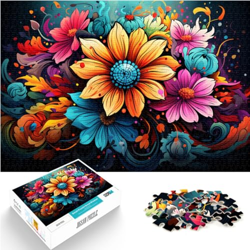 Puzzle für Fantasie, Bunte Blumen, 1000 Puzzles für Erwachsene, 1000 Teile, Holzpuzzle, schwierig, schwere Puzzles 1000 Stück (50 x 75 cm) von LGNBTGM