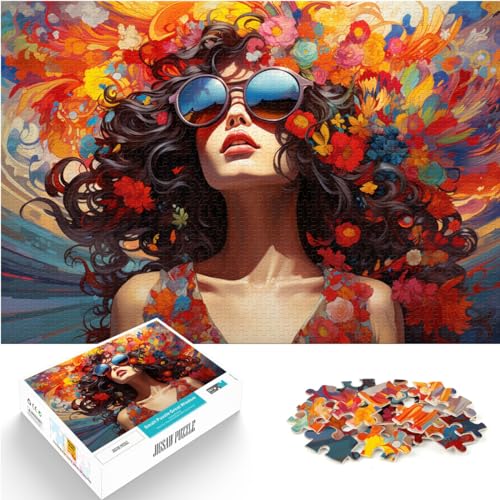 Puzzle für Fantasie, Bunte Frau, 1000-teiliges Puzzle, Holzpuzzle, Spielzeug, Puzzle, Lernspiele, Stressabbau-Puzzle, 1000 Teile (50 x 75 cm) von LGNBTGM