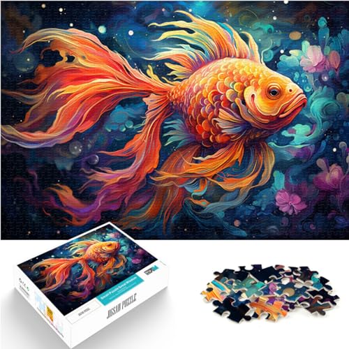 Puzzle für Fantasie, bunter Sternenhimmel, Goldfisch, für Erwachsene, 300 Teile, Puzzle, Holzpuzzle, Familienspiele, Weihnachts- und Geburtstagsgeschenke, 300 Teile (26 x 38 cm) von LGNBTGM