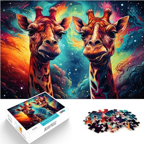 Puzzle für Fantasie, farbenfroher Sternenhimmel, Giraffe, 1000 Teile, Puzzle für Erwachsene, Holzpuzzle für anspruchsvolles Puzzlespiel und Familienspiel, 1000 Teile (50 x 75 cm) von LGNBTGM