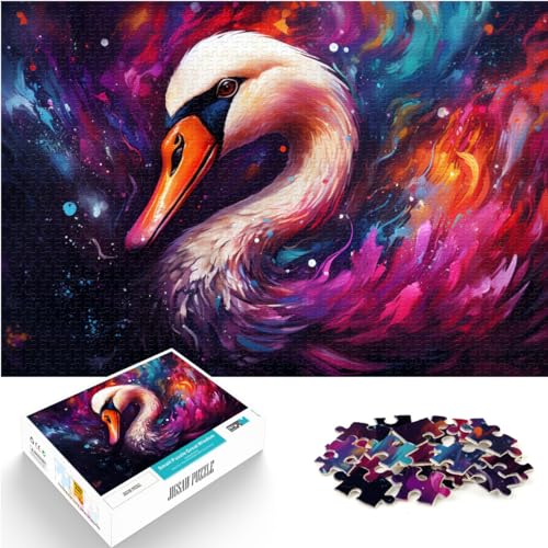 Puzzle für Farbschwan. Puzzles für Erwachsene, 1000 Puzzle-Spielzeuge, Holzpuzzles, jedes Teil ist einzigartig – anspruchsvolles, unterhaltsames Familienspiel, 1000 Teile (50 x 75 cm) von LGNBTGM