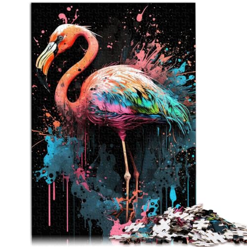 Puzzle für Paintsplash Flamingo-Puzzle, 500 Teile, Holzpuzzle für Erwachsene, Familienspiel, Stressabbau, schwieriges Herausforderungspuzzle, 500 Teile (38 x 52 cm) von LGNBTGM