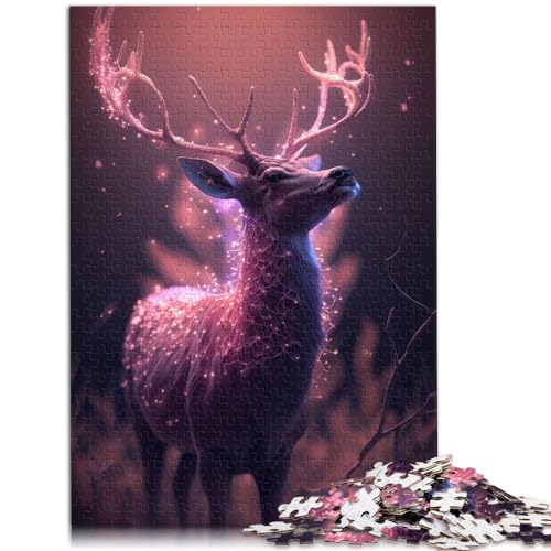 Puzzle für Pink Fantasy Deer Glow, Puzzle für Erwachsene, 1000-teiliges Puzzle, Holzpuzzle als Geschenk für die ganze Familie, 1000 Teile (50 x 75 cm) von LGNBTGM