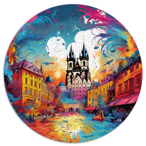 Puzzle für Prag, farbenfrohes, lustiges Puzzle für Erwachsene, 1000 Teile, 26,5 x 26,5 Zoll, präzise geschnittenes Puzzle, Staycation, Zeit totschlagen von LGNBTGM