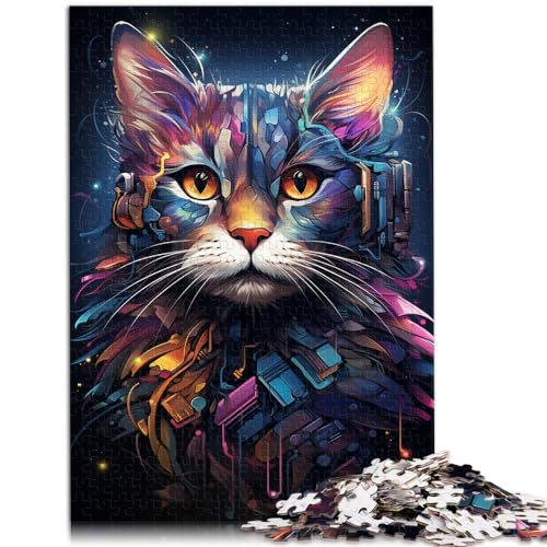 Puzzle für Puzzle, farbenfrohes Katzen-Kunst-Puzzle, 300 Teile, Holzpuzzle, jedes Teil ist einzigartig – anspruchsvolles, unterhaltsames Familienspiel, 300 Teile (26 x 38 cm) von LGNBTGM