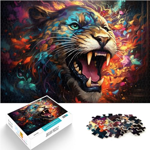 Puzzle für Puzzle „Die farbenfrohe Psychedelia des bösen Leoparden“ 1000-teiliges Puzzle für Erwachsene, Holzpuzzle, tolles Geschenk für 1000 Teile (50 x 75 cm) von LGNBTGM